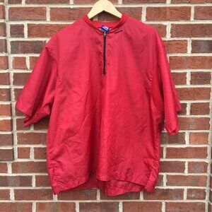 Mizuno 1/4 Zip Pullover Windbreaker Mens Size 42-44L Red Short Sleeve